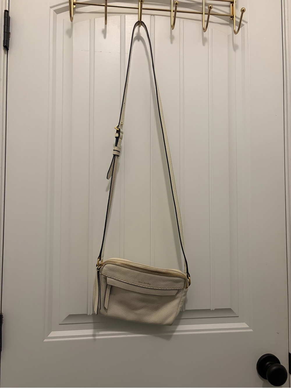 Cream Leather Crossbody Bag - Unbranded